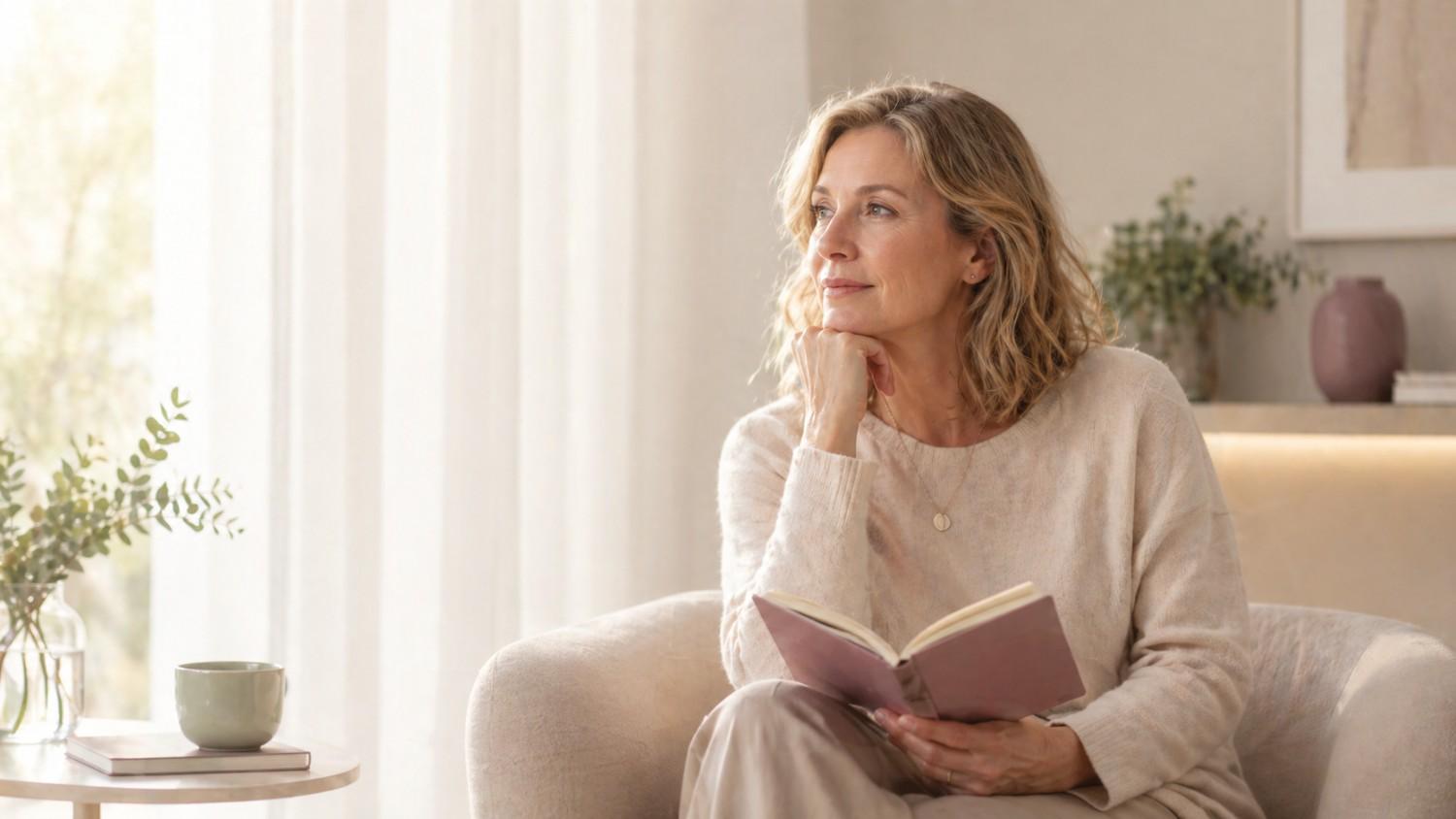 Mujer leyendo en un sofá